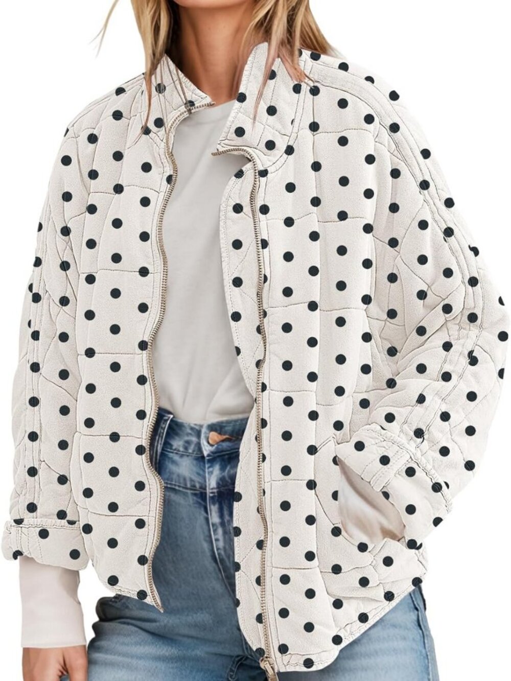 Lightweight Quilted Puffer Jacket for Women - Casual Zip-Up Coat Outerwear